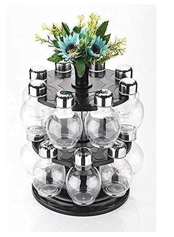 PERDIA Heavy Quality Multipurpose Plastic Big Revolving Spice Rack 16 in 1 Masala Rack Set Condiment Set Spice Container Tabletop Jar Bottle Spice Rack Unbreakable Kitchen Shelves (Black) - Image 5