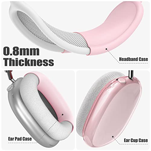 Galafoki 【4 in 1】 Set for Apple AirPod Max Case Cover, Anti-Scratch Ear Pad Covers/Ear Cups Cover/Headband Cover, AirPod Max Covers Accessories for Apple AirPods Max (2020 Lightning /2024 USB-C)-Clear Pink - Image 2