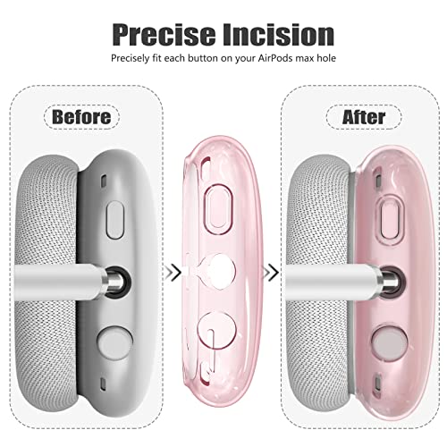 Galafoki 【4 in 1】 Set for Apple AirPod Max Case Cover, Anti-Scratch Ear Pad Covers/Ear Cups Cover/Headband Cover, AirPod Max Covers Accessories for Apple AirPods Max (2020 Lightning /2024 USB-C)-Clear Pink - Image 4