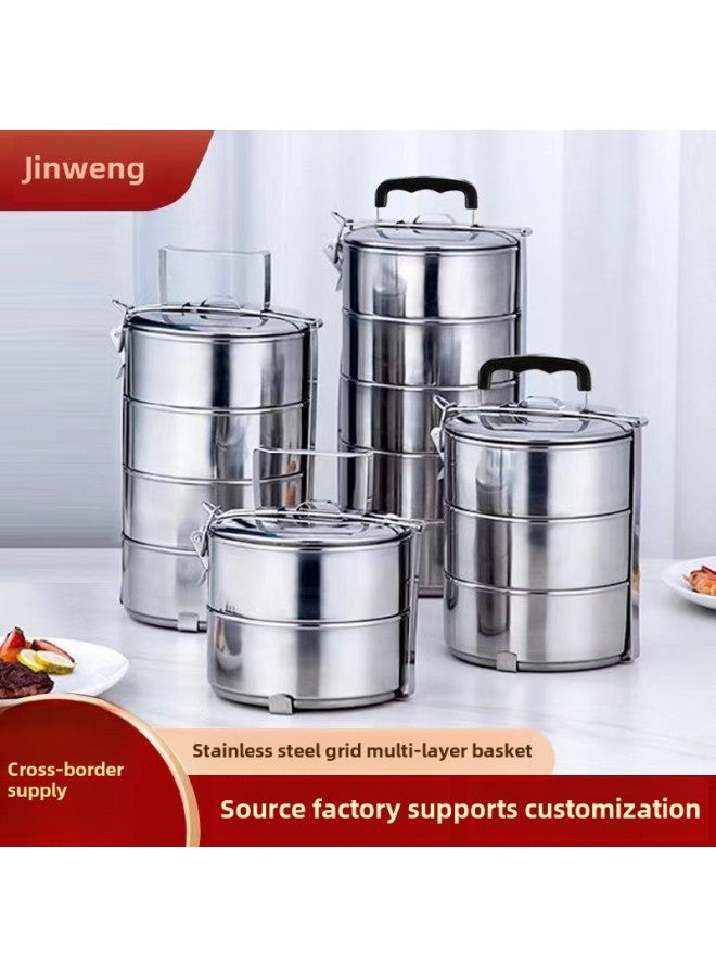 Multi-layer Stainless Steel Food Grid Multi-layer Basket Lunch Box Portable Lunch Box Source Manufacturer Southeast Asia-Specifications:14m3 Layer Food Grid (Bakelite Handle)  - Image 2