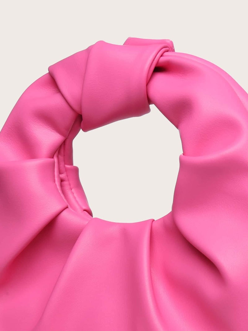Verdusa Women's Ruched PU Leather Evening Clutch Purse Trendy Small Hobo Handbag Wedding Guest Bags Hot Pink One Size - Image 4