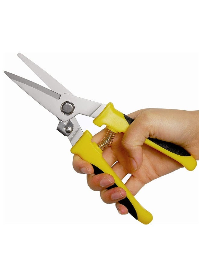 أوساويك قصاصات صفيح الطيران 8 بوصات القاطع المعدني للخدمة الشاقة، المقصات المستقيمة مع الشفرة الفولاذية المقاوم للصدأ ومقابض الراحة، قطع فروع متعددة الوظائف، أسلاك الكابل، الحديد الرقيق، الورق المقوى - Image 1