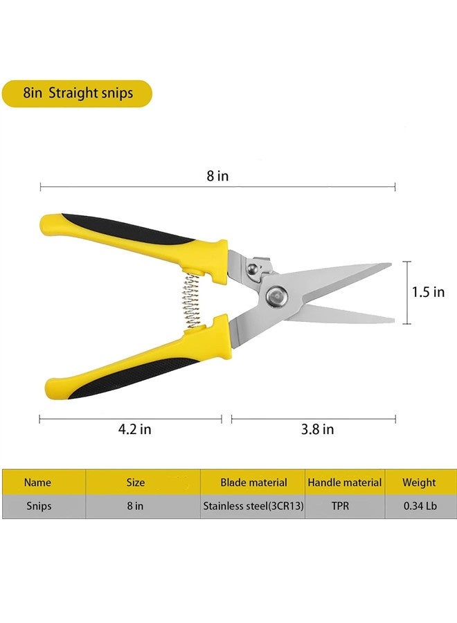 أوساويك قصاصات صفيح الطيران 8 بوصات القاطع المعدني للخدمة الشاقة، المقصات المستقيمة مع الشفرة الفولاذية المقاوم للصدأ ومقابض الراحة، قطع فروع متعددة الوظائف، أسلاك الكابل، الحديد الرقيق، الورق المقوى - Image 3