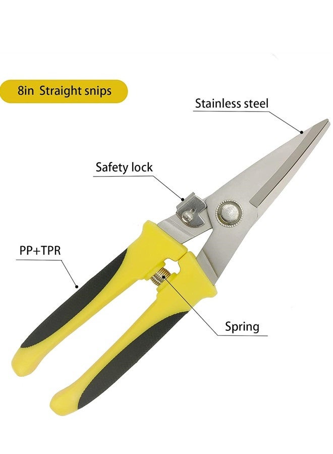 أوساويك قصاصات صفيح الطيران 8 بوصات القاطع المعدني للخدمة الشاقة، المقصات المستقيمة مع الشفرة الفولاذية المقاوم للصدأ ومقابض الراحة، قطع فروع متعددة الوظائف، أسلاك الكابل، الحديد الرقيق، الورق المقوى - Image 5