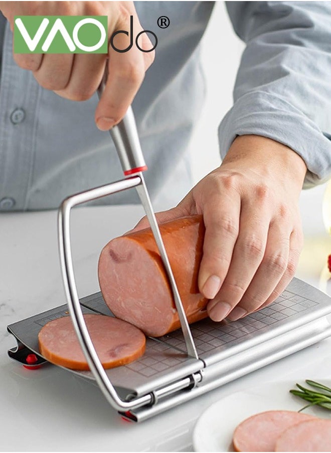 VAOdo Stainless Steel Cheese Slicer Cheese Cutters Accurate Size Scale Wire Cheese Slicer for Block Cheese, Vegetables, Butter, Sausages, Bread  - Image 1
