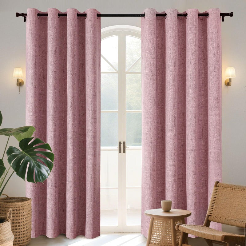 Joydeco Light Pink Blackout Curtains 90 Inches Long  Curtains 90 Inch Length 1 Panel for Bedroom  Thermal Insulated Linen Black Out Curtains with Grommets(100x90  Light Pink) - Image 1