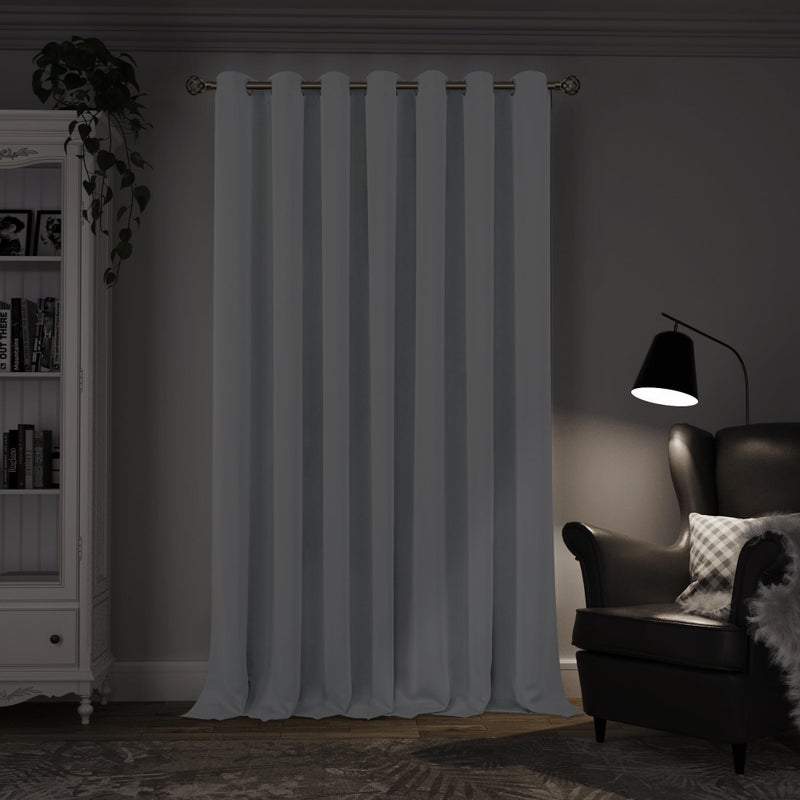 BGment Bgress Patio Sliding Door Surtain 96 بوصة الطول غرفة غامق غرفة الخصوصية مقسمة الستار المضاد للصوت العزل الحراري جروميت مقسمات غرفة مؤقتة 1 لوحة 100 × 96 بوصة رمادية أبيض - Image 2