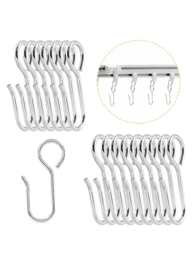 50 Silver Shower Curtain Rail Hooks Heavy Duty Cast Iron Ceiling Hangers Curved Design - Image 2