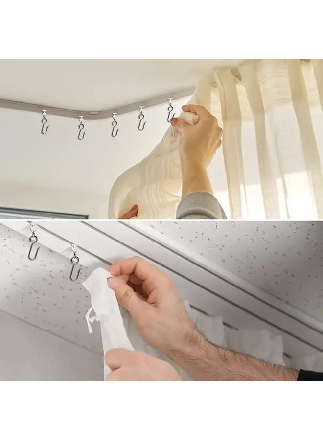 50 Silver Shower Curtain Rail Hooks Heavy Duty Cast Iron Ceiling Hangers Curved Design - Image 3