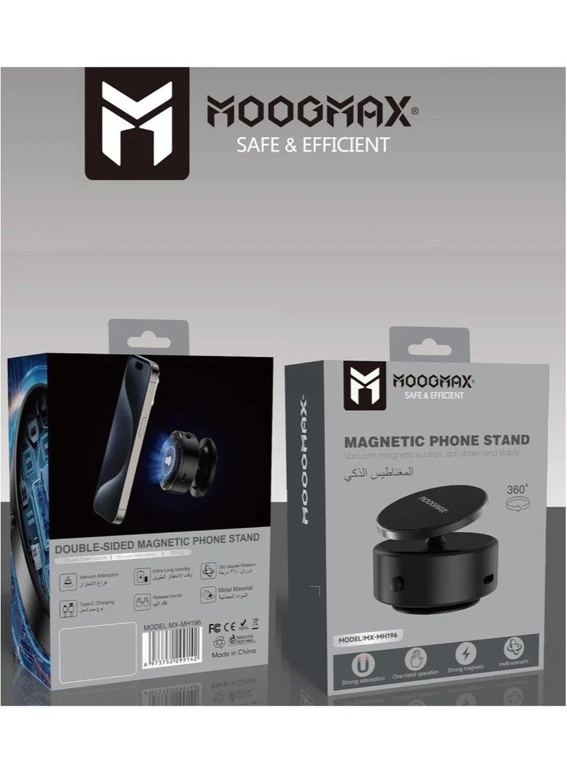 MOOG MAX MagSafe Magnetic Car Phone Holder works with Suction, 360 degree rotatable head magnet, Magnet Mount Anywhere, Magnetic Holder works with Charging Up to a week. Black - Image 2