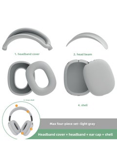 Digital Computer/bluetooth Headset Case/bluetooth Headset Shell Protective Cover For Airpods Pro-Color:max Four-piece Set Light Gray (head Beam + Beam + Ear Cap + Shell)-Model:Applicable To Airpods Max