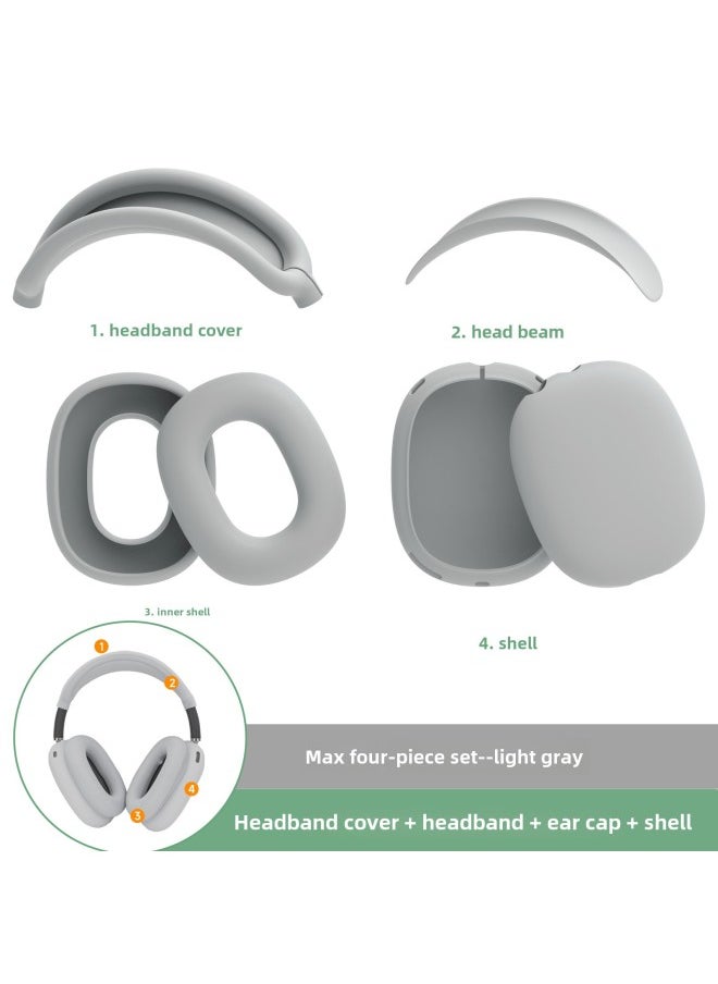 Generic - Digital Computer/bluetooth Headset Case/bluetooth Headset Shell Protective Cover For Airpods Pro-Color:max Four-piece Set Light Gray (head Beam + Beam + Ear Cap + Shell)-Model:Applicable To Airpods Max - Image 1