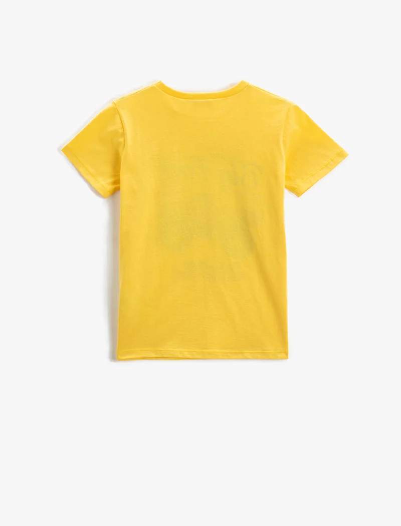 كوتون Pickup Printed Short Sleeve T-Shirt Crew Neck