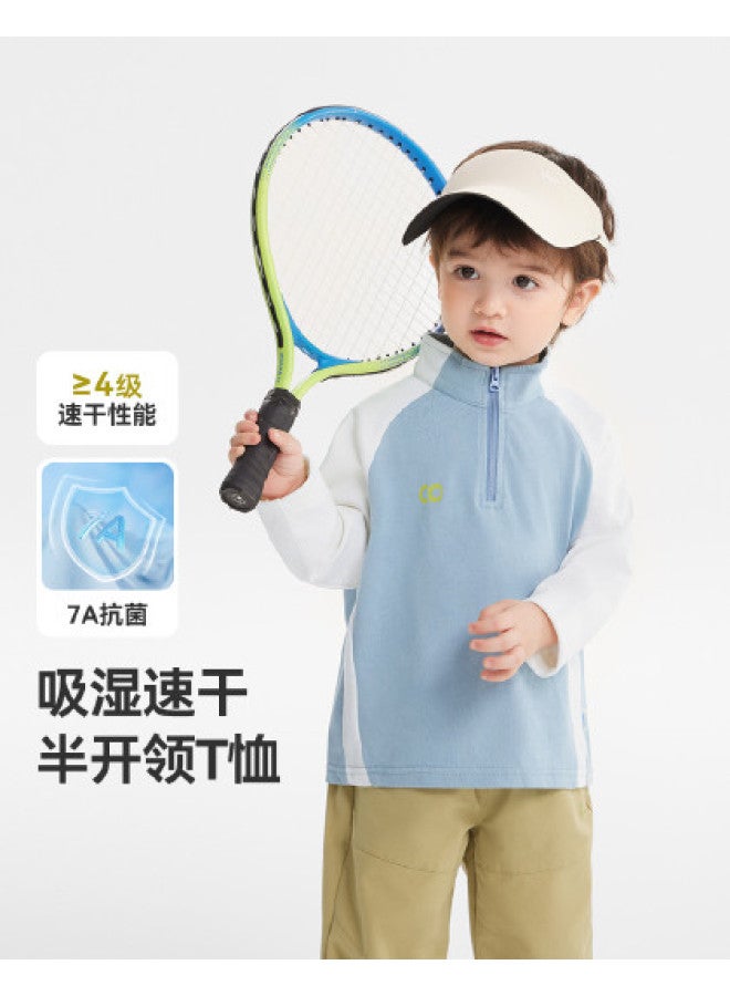 Golf Series Quick-dry Antibacterial] Boys' T-shirt Long Sleeve Spring/autumn Style Half-open Placket Baby Sportswear Girls - Image 1
