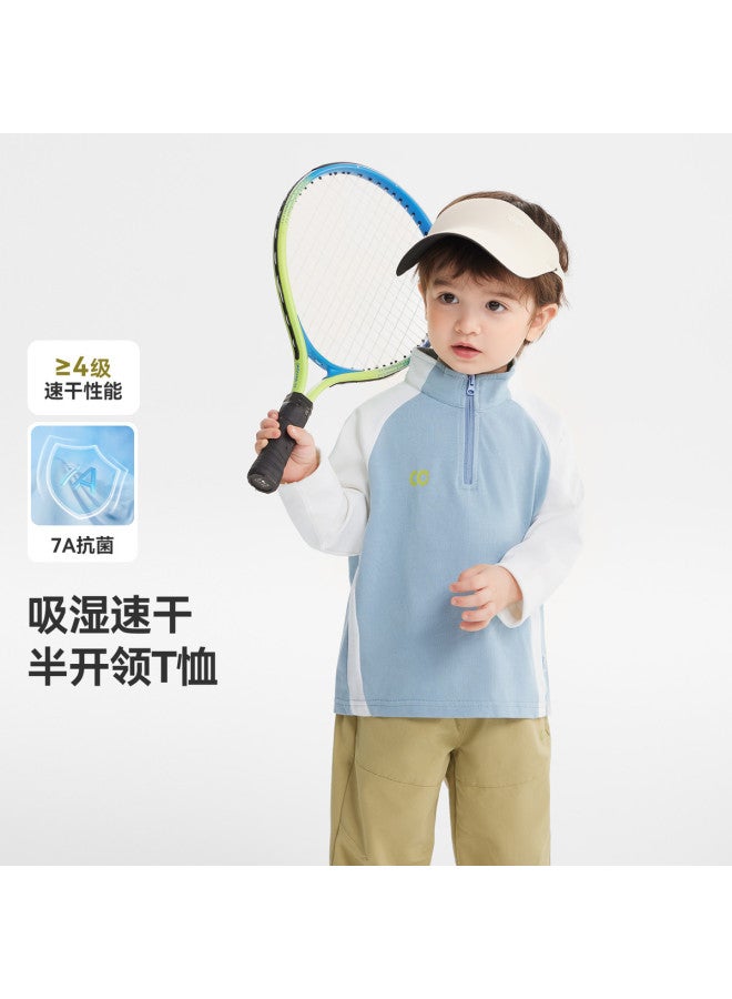 Golf Series Quick-dry Antibacterial] Boys' T-shirt Long Sleeve Spring/autumn Style Half-open Placket Baby Sportswear Girls - Image 2