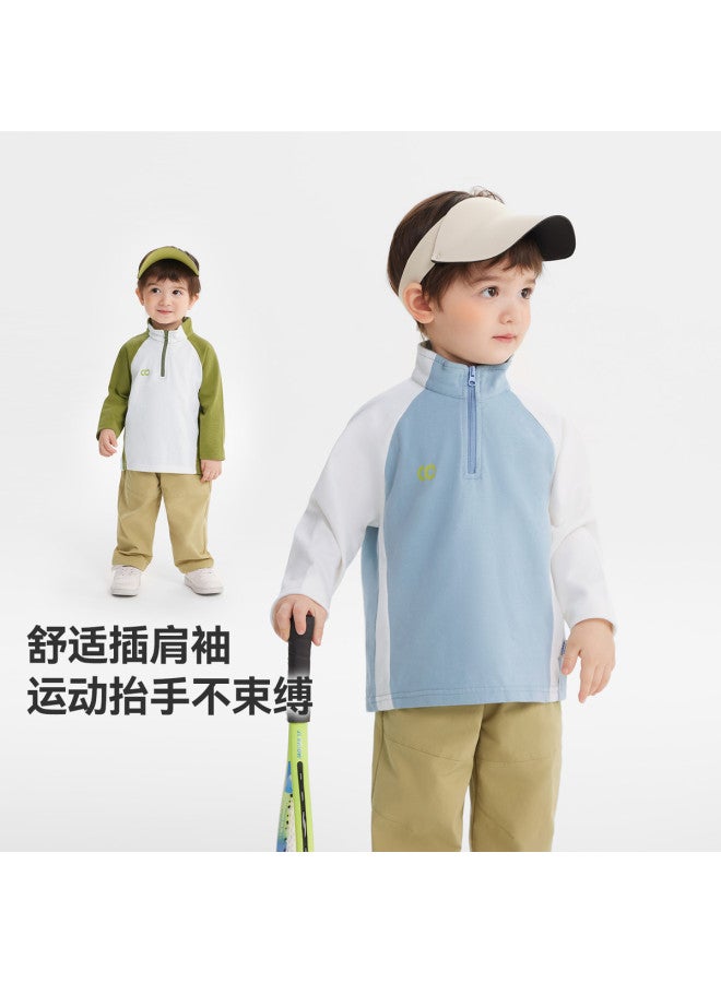 Golf Series Quick-dry Antibacterial] Boys' T-shirt Long Sleeve Spring/autumn Style Half-open Placket Baby Sportswear Girls - Image 4