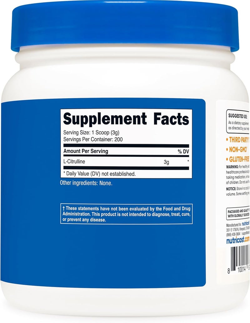 Nutricost بودرة نوتريكوست النقية من إل-سيترولين 600 جرام - Image 5