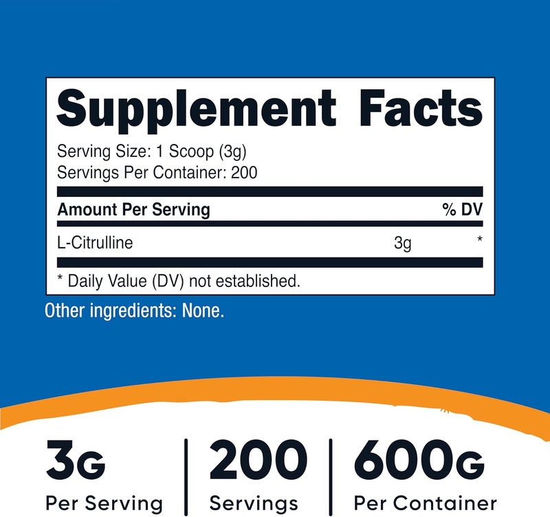 Nutricost بودرة نوتريكوست النقية من إل-سيترولين 600 جرام - Image 2