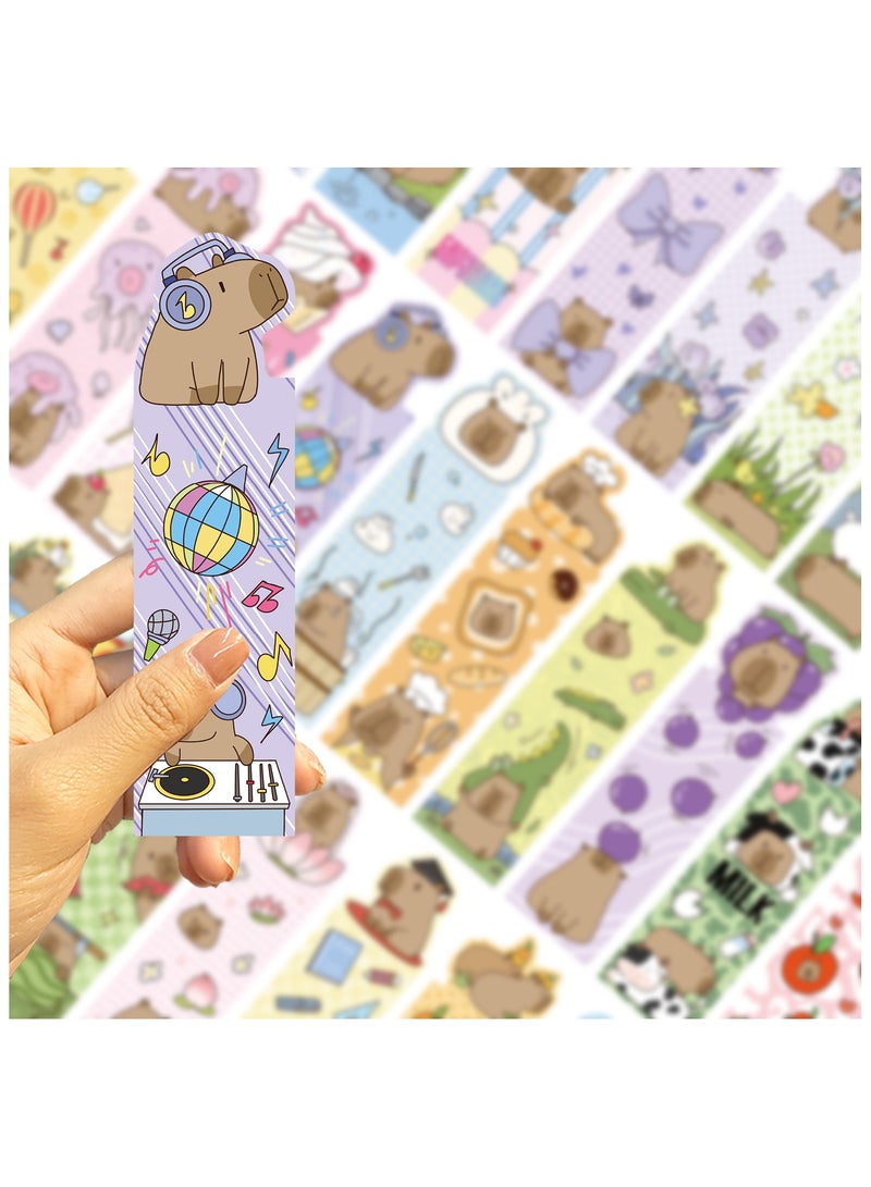 30 قطعة من علامات الكتب للأطفال على شكل كابيبارا لطيف، علامات كتب حيوانات مضحكة، هدايا حفلات بطابع كابيبارا، هدايا حفلات للطلاب والمراهقين وعشاق الكتب، هدايا الفصل الدراسي - Image 3