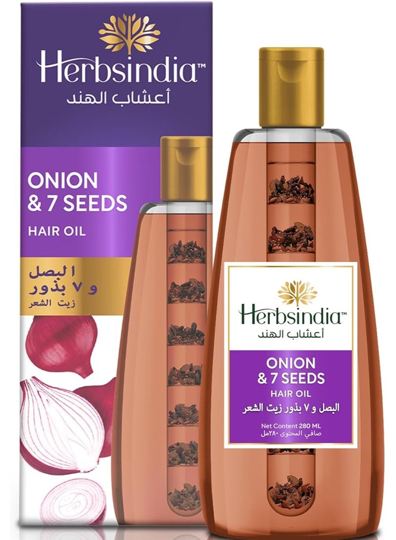 Herbsindia Onion & 7 Seeds Hair Oil With Nourish Tube 180ml - Image 1
