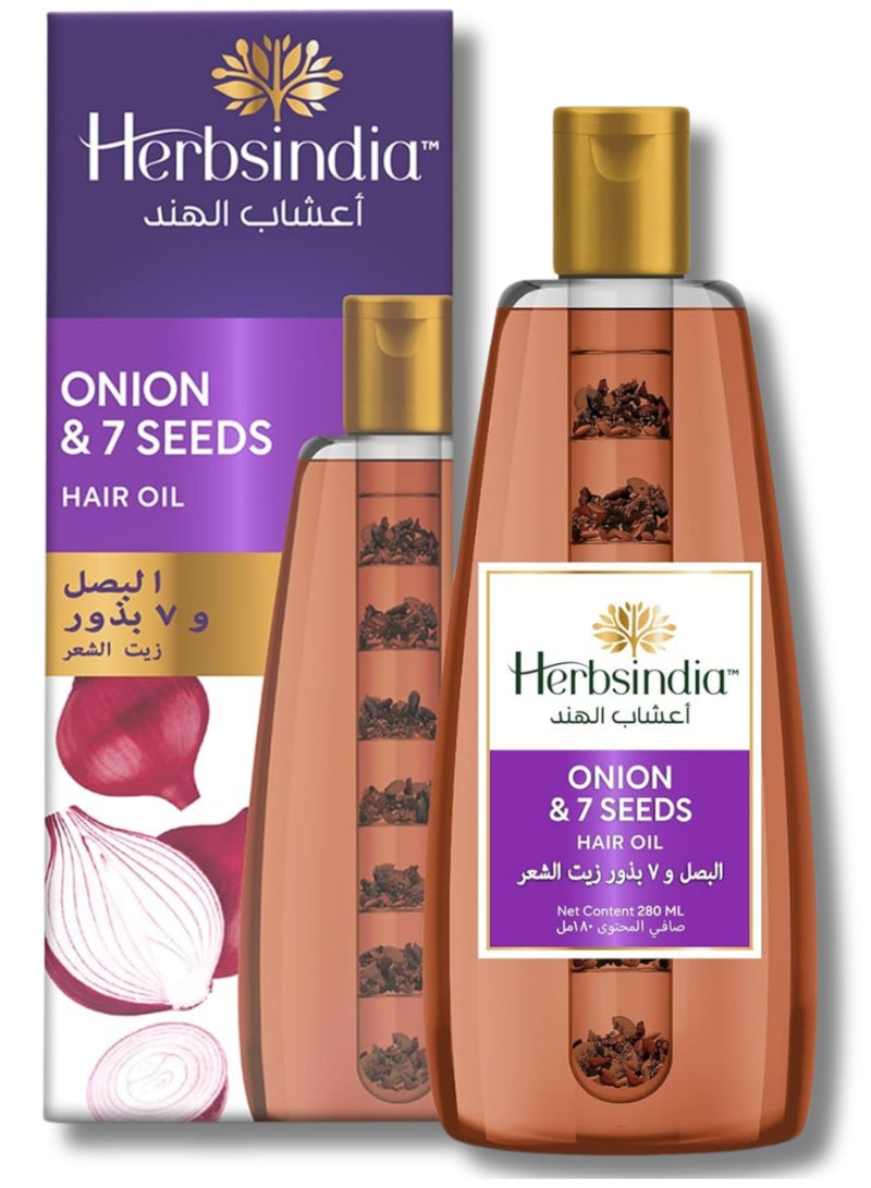 Herbsindia Onion & 7 Seeds Hair Oil With Nourish Tube 180ml - Image 1
