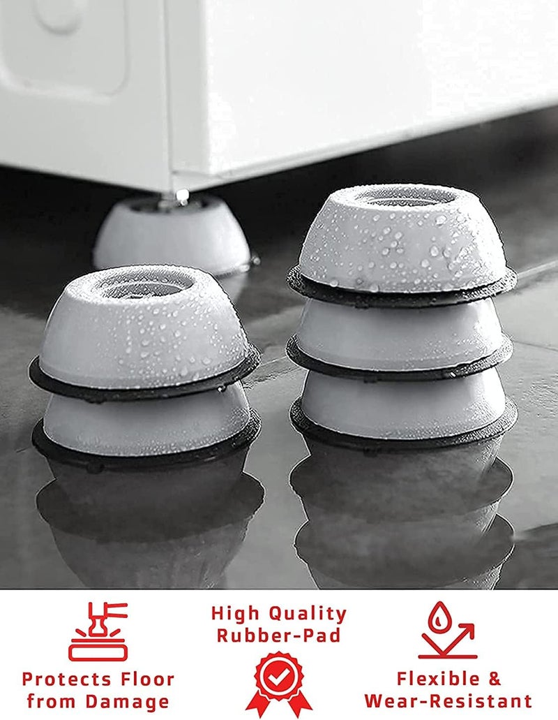 GLEVAR Washing Machine Anti-Vibration Pads – Heavy Duty Rubber Shock Absorbers, Noise Reduction, Anti-Walk Floor Stabilizers for Washer, Dryer, Fridge - Image 4