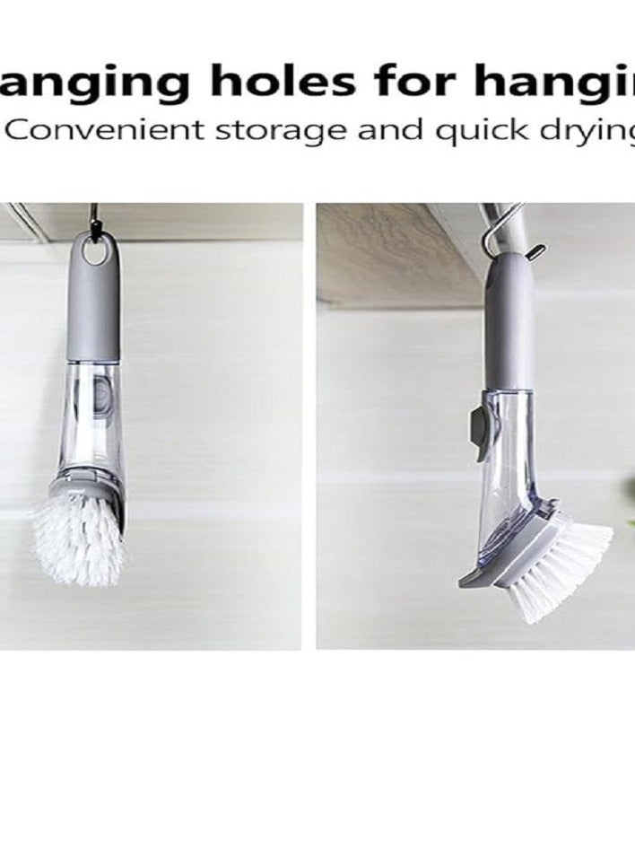 Soap Dispensing Brush Set, Includes Bowl with Handle, Sponge, Replacement Kitchen Tools, Table Brush, Dish, Scrubber Brush, Table/Pan/Sink Brush  - Image 2