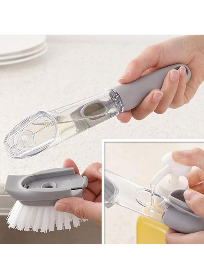 Soap Dispensing Brush Set, Includes Bowl with Handle, Sponge, Replacement Kitchen Tools, Table Brush, Dish, Scrubber Brush, Table/Pan/Sink Brush  - Image 3