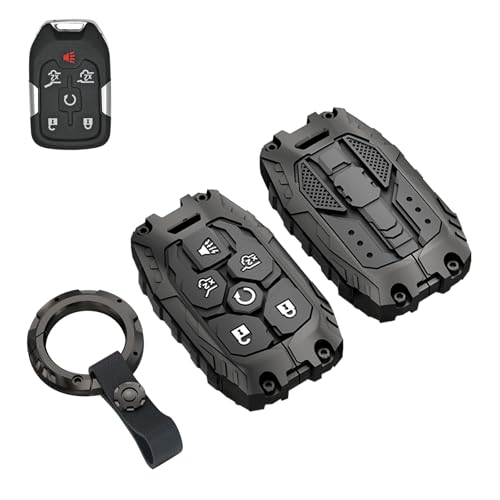 facaizhu Heavy Key Fob Cover Case Protector for Chevy, Keychain, Accessories for Chevy Suburban Tahoe 2015 2016 2017 2018 2019 2020 GMC Yukon (Type-C 6 Buttons) - Image 1