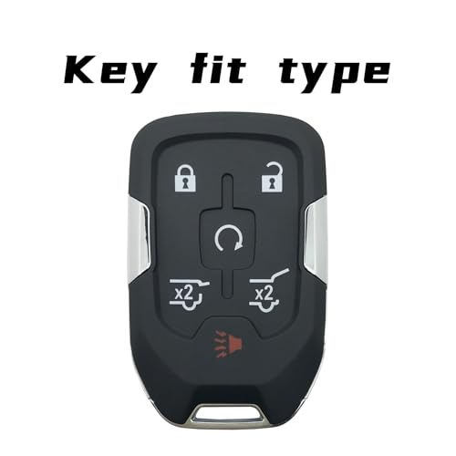 facaizhu Heavy Key Fob Cover Case Protector for Chevy, Keychain, Accessories for Chevy Suburban Tahoe 2015 2016 2017 2018 2019 2020 GMC Yukon (Type-C 6 Buttons) - Image 2