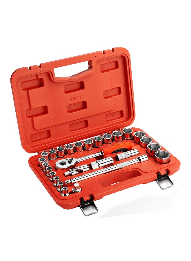 jetechtool Jetech 27-Piece Set 1/2-Inch Drive Socket Set, Professional 1/2 Inch / Metric Sockets with Selected Accessories in A Robust Metal Case - SK1/2-27SP - Image 1