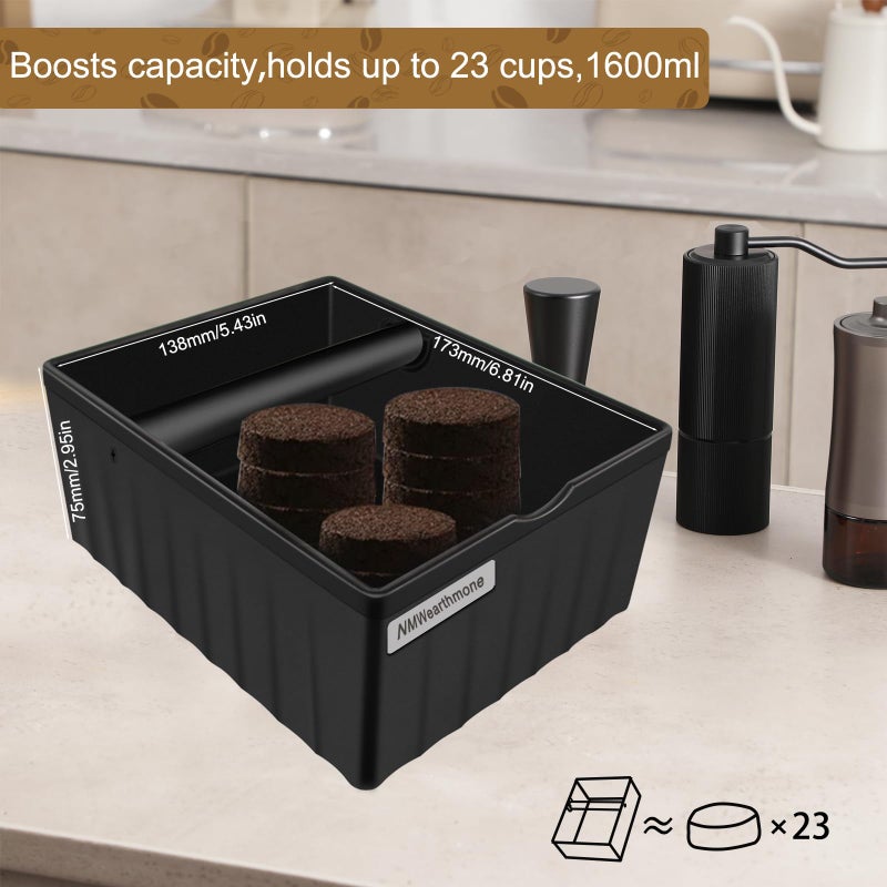 NMW earthmone NMWearthmone Espresso knock box,Coffee grounds pucks knock box,Espresso Knock Box with Knock Bar and Non-Slip Rubber Base Knock Box,Shock-Absorbent Durable Barista Espresso Coffee Knock Box (Black) - Image 2