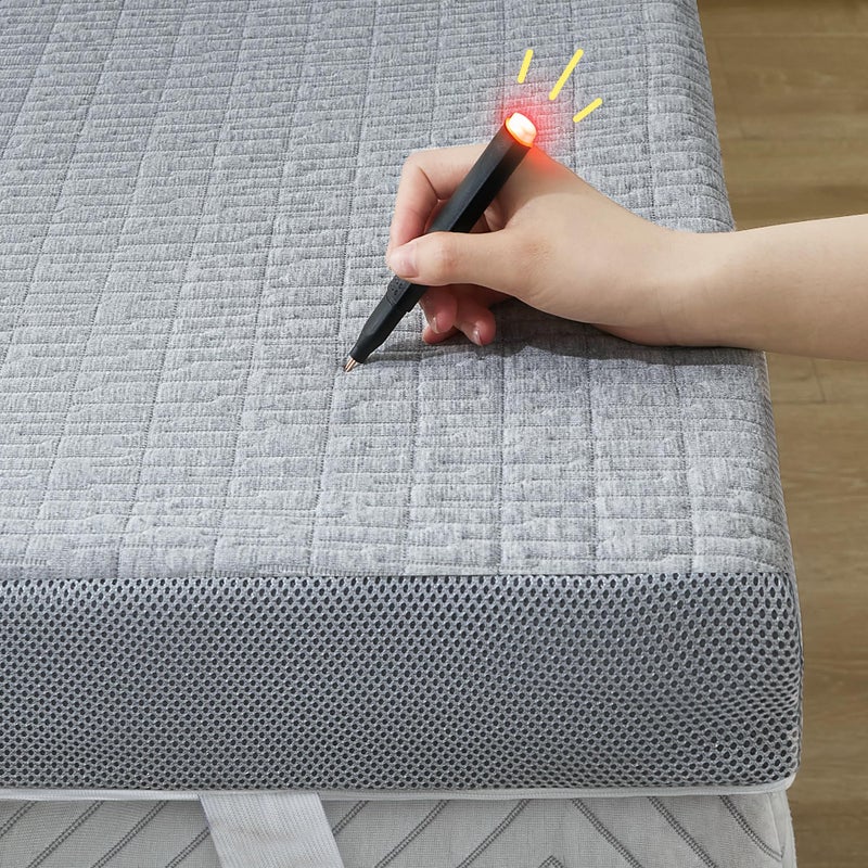 SINWEEK 3 Inch Mattress Topper Queen Size, Soft Memory Foam for Back Pain Relief, Breathable Bed Topper with Grey Cover, CertiPUR-US Certified - Image 1
