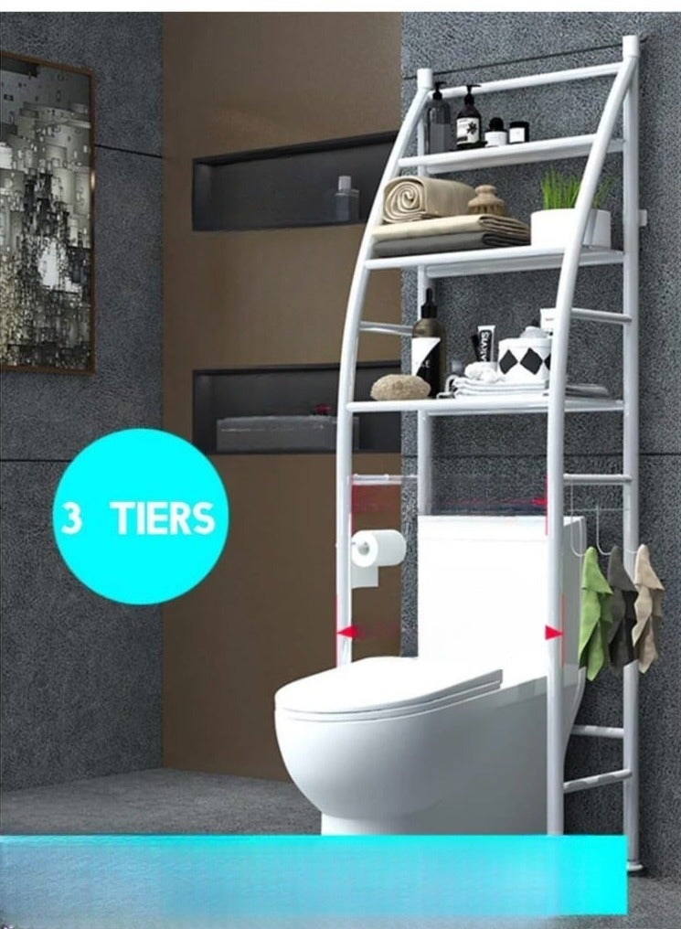 3 Layers Metal Shelf Over Toilet Space Saving Storage Rack For Bathroom Cabinet Shelving Kitchen Saver Organizer - Image 1