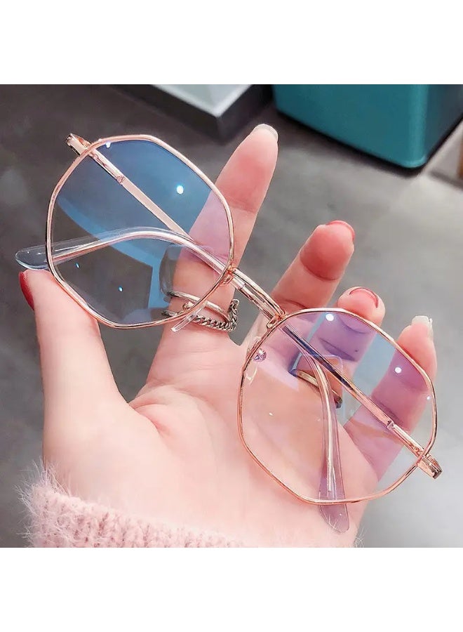 SCENT HOUSE Women's Anti-blue Light Glasses, Fashion Vintage Glasses, Ultra-light Metal Frame, Coconut Round Decorative Glasses, With Protective Cover, Eye Fatigue Protection (Includes eyeglass case)
,blue lighe blocking glasses,eyeglasses - Image 1