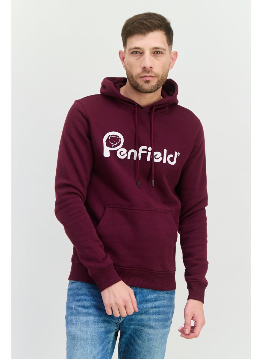 Penfield Men Hoodie Brand Logo Long Sleeves Sweatshirt, Maroon  - Image 1