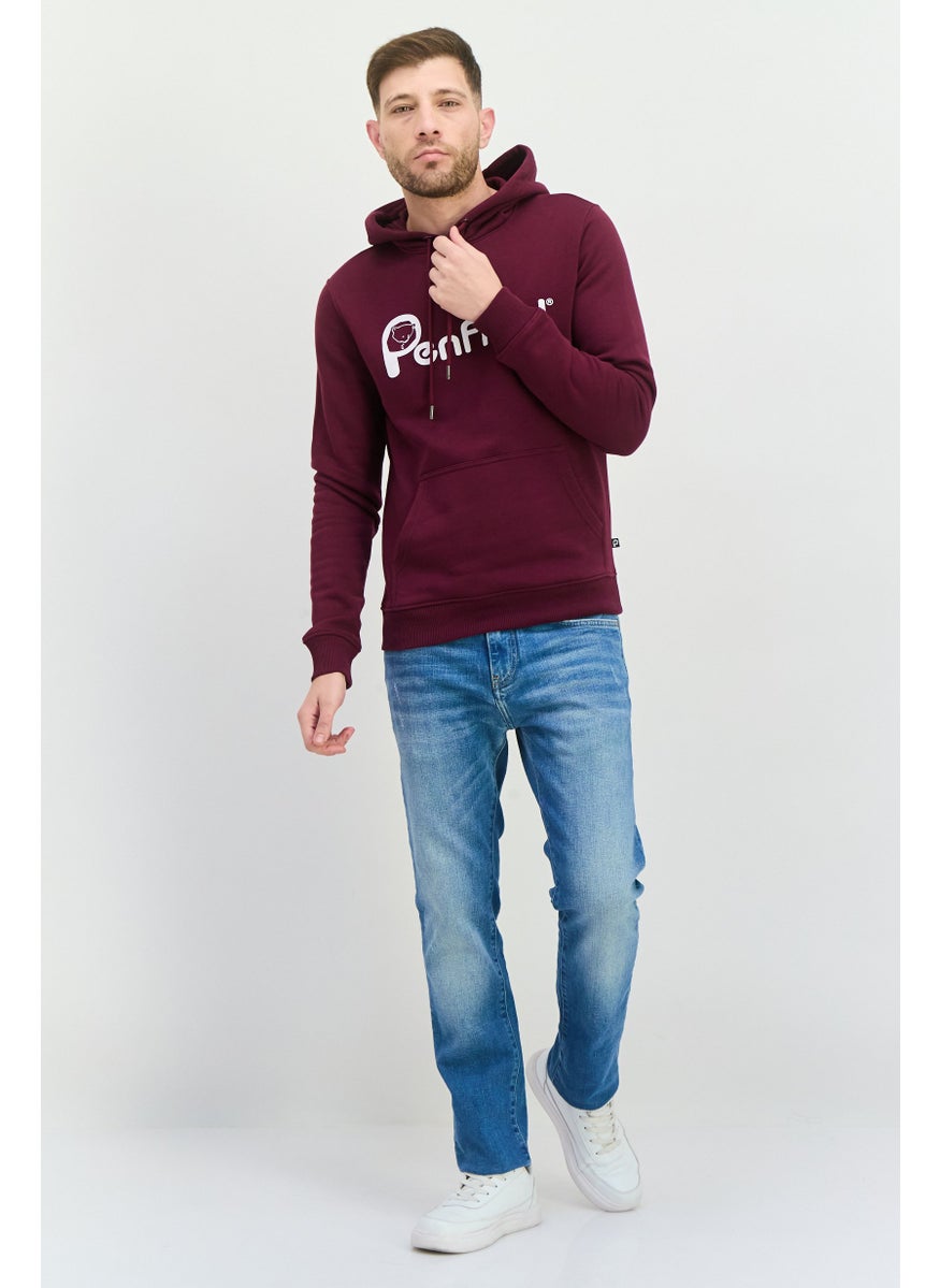 Penfield Men Hoodie Brand Logo Long Sleeves Sweatshirt, Maroon  - Image 4