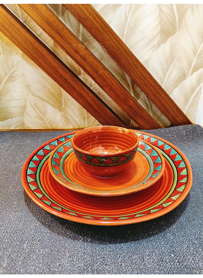 Caffeine Caffeine Ceramic Handmade Rustic Brown Combo Dinner Set (Set of 6)  - Image 2