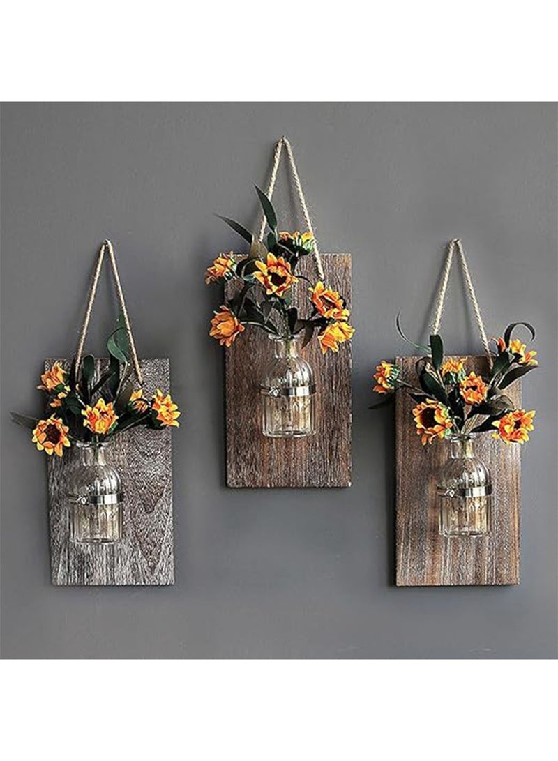 NAFEH Wall Mount Decoration Piece Clear Glass Vase With Jar Wall Hanging Planters - Image 2