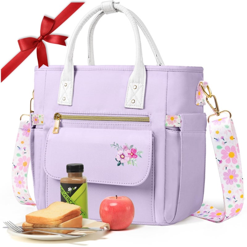 GLORIEROO Deluxe Insulated Lunch Box Bag Women - Leakproof Waterproof Cooler with Multi Pockets Removable Strap for Work Picnic - Teacher Mothers Day Christmas Birthday Gifts - Image 1