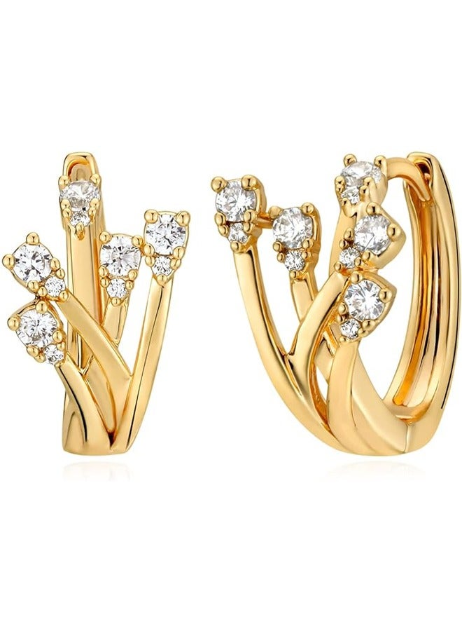 Mevecco Women Huggie Hoop Earrings Gold Ear Stud Cuff 14K Gold Filled Small Boho Beach Simple Delicate Handmade Hypoallergenic Jewelry Gift - Image 1