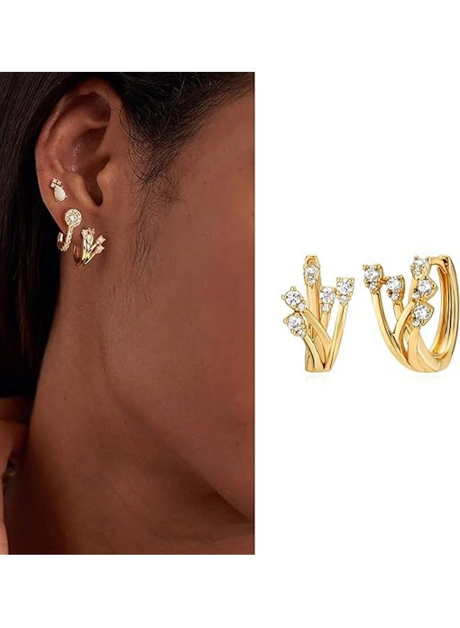 Mevecco Women Huggie Hoop Earrings Gold Ear Stud Cuff 14K Gold Filled Small Boho Beach Simple Delicate Handmade Hypoallergenic Jewelry Gift - Image 3