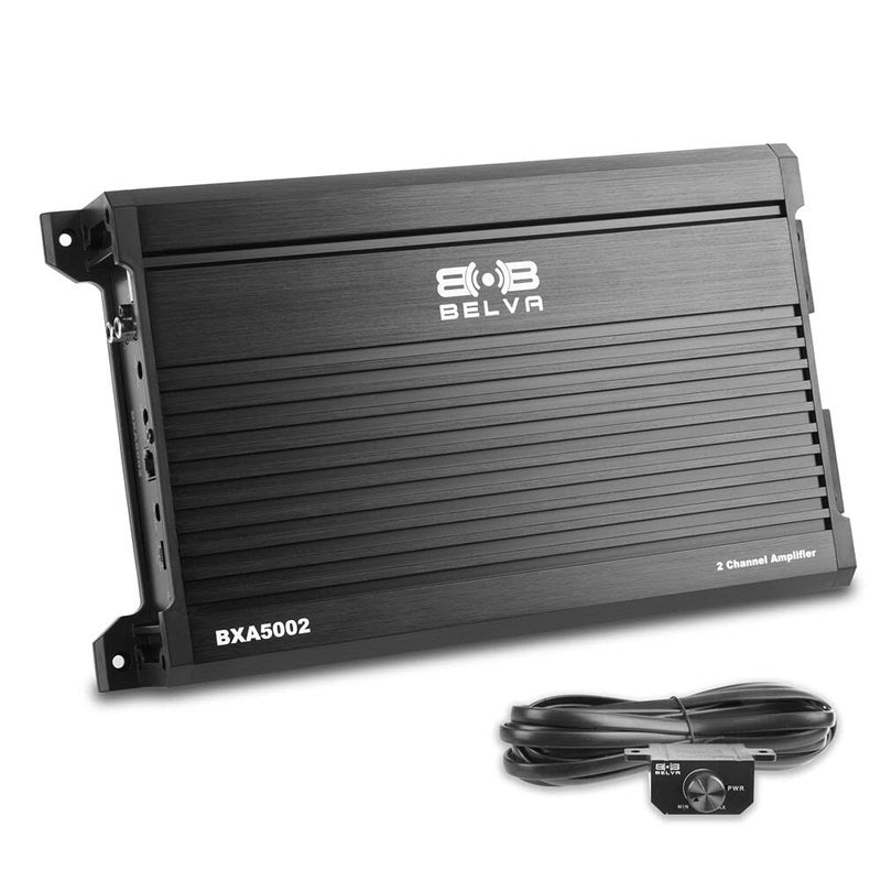 Belva BXA5002 500W Peak BXSeries 2Ohm Stable ClassAB 2Channel Car Audio MOSFET Amplifier with Remote Subwoofer Level Control
