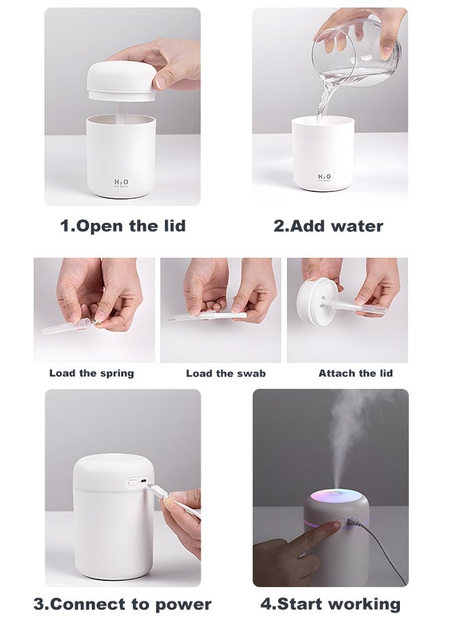 Mini Humidifier Air Purifier With Colourful Atmosphere Lights USB Small Aromatherapy Machine Atomizer for Cars Home Baby Room