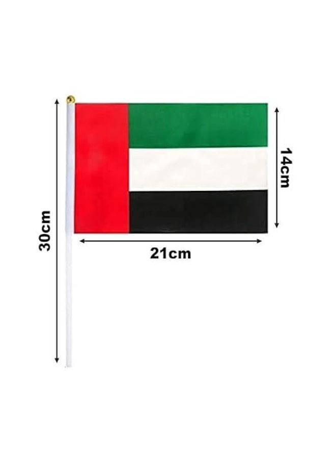 أمياي أعلام صغيرة للإمارات محمولة باليد، مزدوجة الجانبين، مناسبة للمكاتب وتزيين الكعك، ليوم العلم الإماراتي واليوم الوطني الإماراتي، مستلزمات حفلات. - Image 2