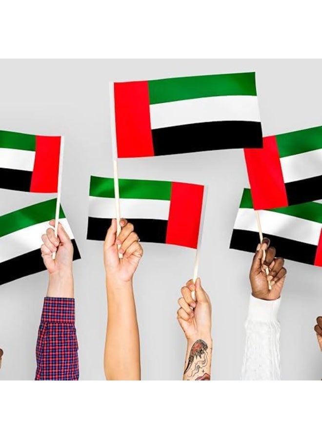 أمياي أعلام صغيرة للإمارات محمولة باليد، مزدوجة الجانبين، مناسبة للمكاتب وتزيين الكعك، ليوم العلم الإماراتي واليوم الوطني الإماراتي، مستلزمات حفلات. - Image 3