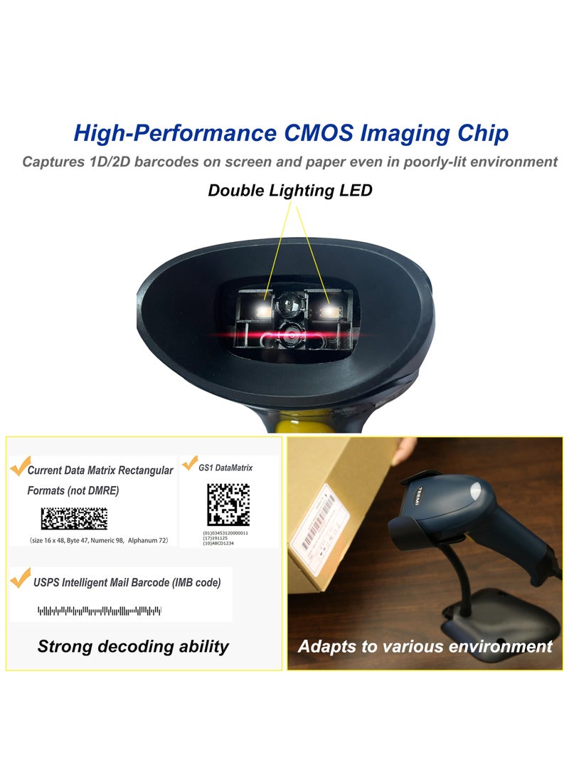 TEEMI TEEMI 2D QR Barcode Scanner, USB Wired Virtual COM Port Handheld Omnidirectional Scanning, Digital Coupon Screen Code Driver License Scan for Mac OS and Android with OTG adapter, Window PC, Linux  - Image 4