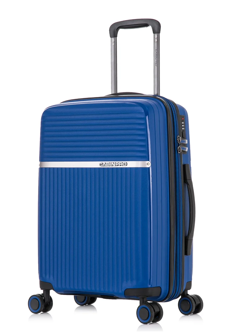 CABINPRO Light Weight PP Fashion Trolley Luggage Expandable Hard Case Carry on Suitcase with Safe Zipper and 4 Quite 360° Double Spinner Wheels CP002 Sapphire Blue