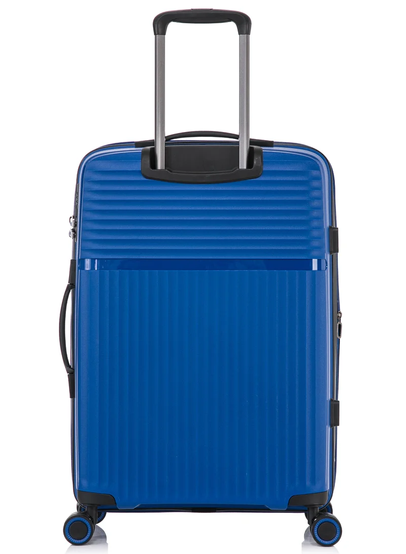 كابينبرو Light Weight PP Fashion Trolley Luggage Expandable Hard Case Carry on Suitcase with Safe Zipper and 4 Quite 360° Double Spinner Wheels CP002 Sapphire Blue