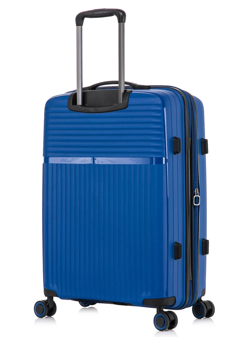 كابينبرو Light Weight PP Fashion Trolley Luggage Expandable Hard Case Carry on Suitcase with Safe Zipper and 4 Quite 360° Double Spinner Wheels CP002 Sapphire Blue